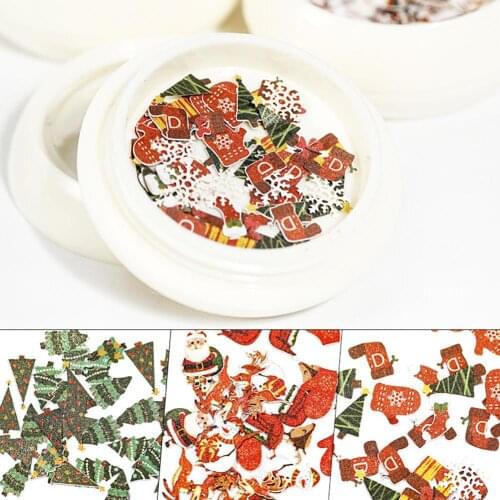 2 Boxes 3D Merry Christmas 3D Nails Sticker Winter Snowflake Elk Xmas Trees Cartoon Adhesive Sliders Nail Art Accessories Decals