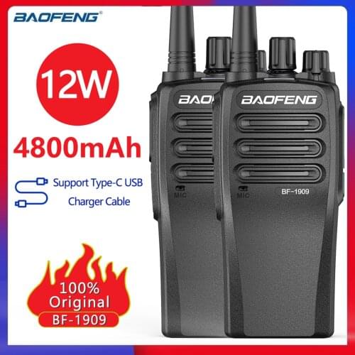 2PCS Baofeng BF-1909 12W Powerful UHF 400-470mhz Two Way Radio 50KM Long Distance Portable Amateur Walkie TalkieUV-5R BF-1904