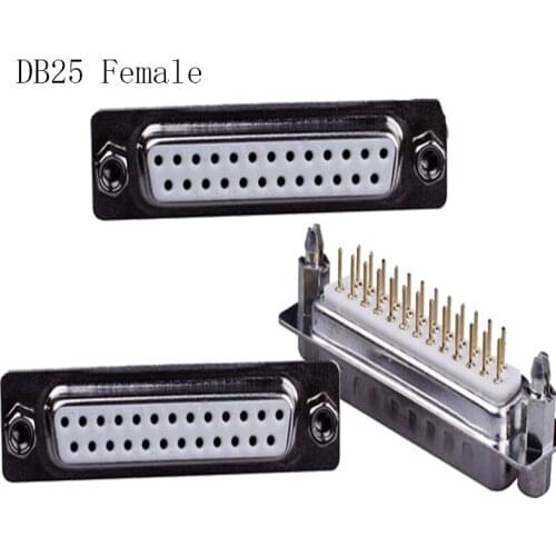 20pcs Gold Plated 25 Pin DB25 Male Female VGA D-SUB Welding Board 180 Degree Solder Terminal Adapter Connector