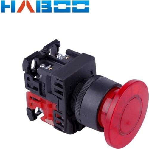 22mm FUJI Similar Mushroom Head Momentary Push Reset Illuminated Led Lighting On-off Button Switch Self-locking