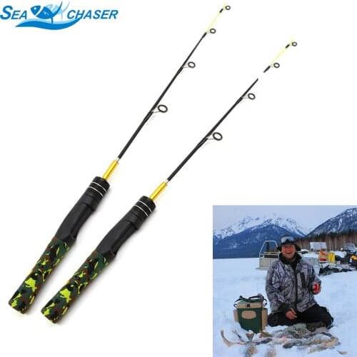 60cm 2 Segments Winter Ice Fishing Rods Mini Fishing Pole Portable Outdoor Travel Spinning Superhard carbon rod Lowest profit