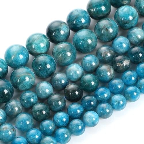 Natural Stone Beads Blue apatite Beads For Jewelry Making Bracelet DIY Accessories Needlework Strand 6-10MM