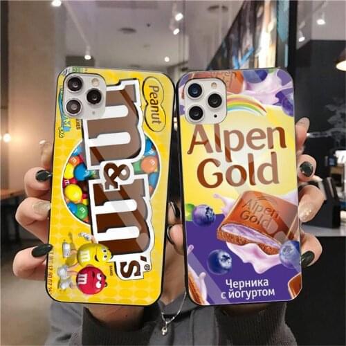 Chocolate Candy Heart Pattern Phone Case Tempered Glass For iPhone 12 Mini 11 Pro XR XS MAX 8 X 7 6S 6 Plus SE 2020 Cover