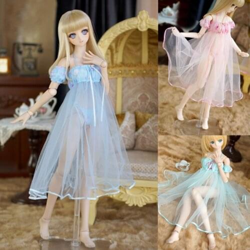 D03-P473 children toy BJD DD SD MSD 1/3 1/4 dolls clothes blue Mesh halterneck dress 1pcs