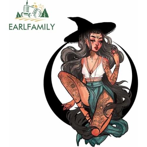 EARLFAMILY 13cm x 9.5cm For Halloween Witch Car Stickers Windows Decal Waterproof Vinyl Material Graffiti Sticker Decoration