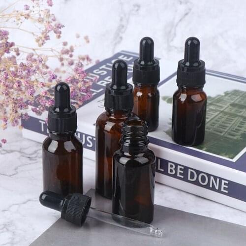 1pcs Aromatherapy Perfume Essential Oil Empty Dispenser Bottles 5/10/15/20/30ml Amber Glass Liquid Reagent Pipette Drop Vial