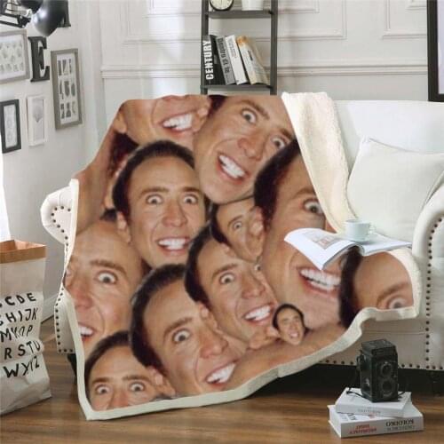Nicolas Cage 3d Printed Fleece Blanket for Beds Thick Quilt Fashion Bedspread Sherpa Throw Blanket Adults Kids 01