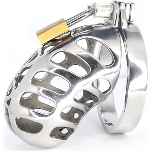 Stainless Steel Cock Cage Male Chastity Cage Belt Device Lock Penis Lockable Penis Ring Metal BDSM Abstinence Fetish Sex Toys