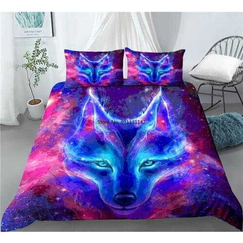 Fashion Animal Digital Print Bedding Set 3D Wolf Pattern 2/3 Piece Pillowcase with Down Cover EU/US/AU Size