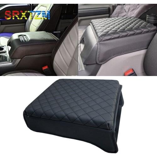 Leather Car Armrest Pad Covers For Ford F150 2015-2020 Center Console Auto Seat Armrests Box Pads Storage Protection Cushion