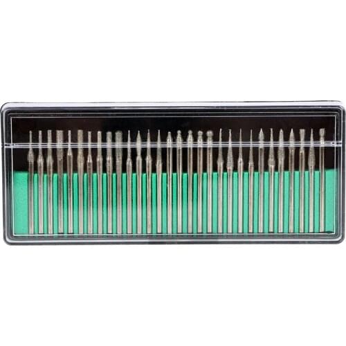 30pcs/Set 3mm Diamond Grinding Head Sets Coated Carving Burrs Diamond Burs Drill Bit Dremel Rotary Tools