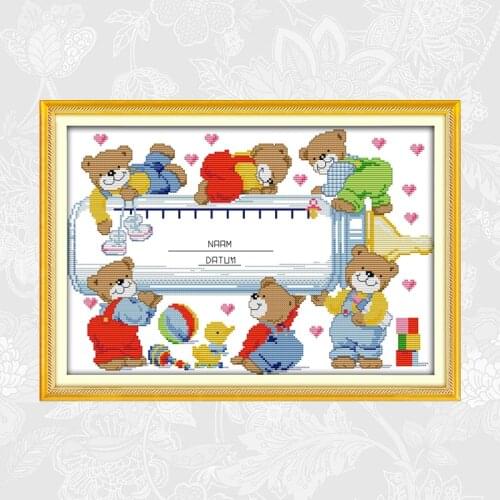 Little Bear Growth Record Patterns Counted Cross Stitch kit Sale Cotton Thread Embroidery Set DIY Handmade Crafts Home Decor