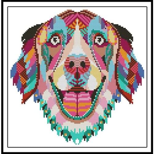 Colorful Hound Patterns Needlework DIY Cross Stitch Sets 14ct 11ct Counted Printed on Canvas Cross Stitch Embroidery Sets Crafts