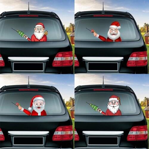 Santa Claus Waving Wiper Decal Christmas for Car Styling Rear Window Wiper Stickers Windshield Car Stickers And Decals 28cm*20cm