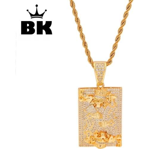 New Arrived Hot Sales High Quality Cooper poker Pendant Iced Out Gold Silver Color Mens Hiphop Jewelry For Gift