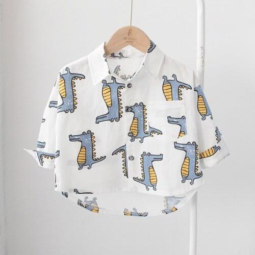 Autumn Boys New Style Shirts Fashion Casual Little Crocodile Print Blouses for Boy Kids Clothing 1-7 Y Child Cartoon Tops 2020