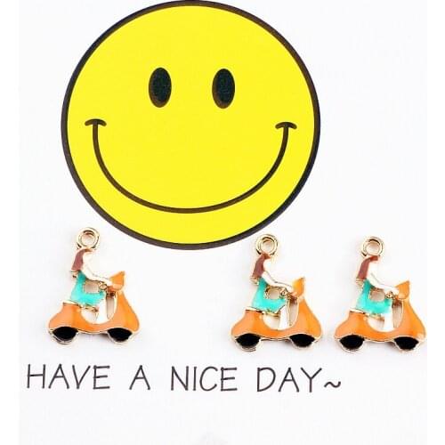 New style 50pcs/lot alloy drop oil gold color cartoon Ride electric car girl shape floating locket charms diy jewelry finding