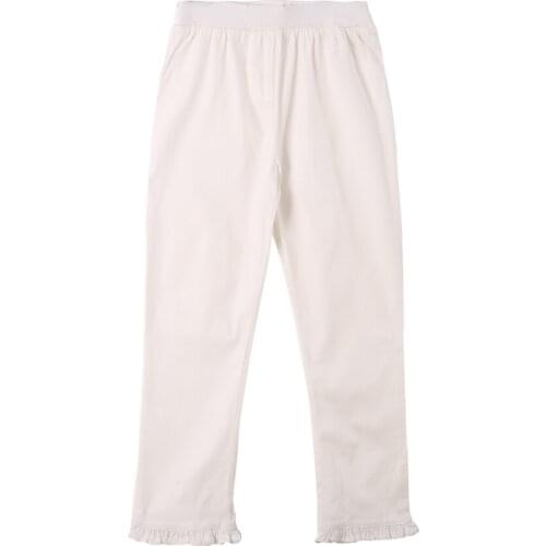 Fall Kids Children Pants Girl Breathable Casual Elastic Ruffle Edge Polyester and Cotton Comfortable Size 3 4 5 6 7 Years Old