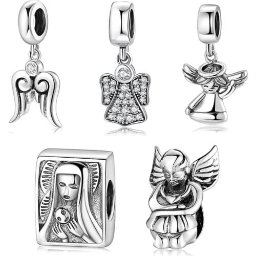 925 Sterling Silver Lovely angel baby pendants Jewelry Making fit Original European Charms Women Bracelet Necklace