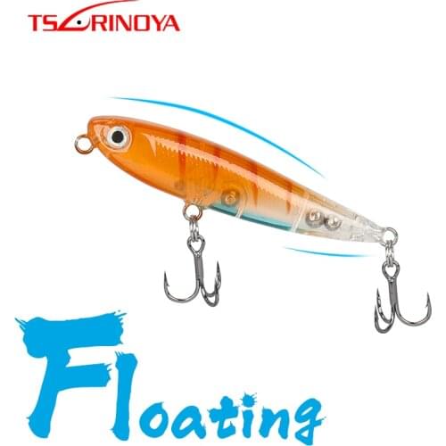 TSURINOYA Floating Pencil 60mm 3.1g Profession Top Water Hard Fishing Lure Dog Walk DW64 Trout Small Hard Swimbait Wobblers