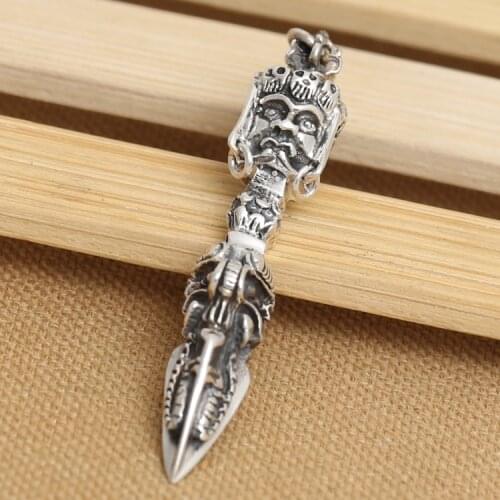 Handmade 925 silver Dorje pendant tibetan dorje amulet pendant vintage sterling silver tibetan jewelry gift
