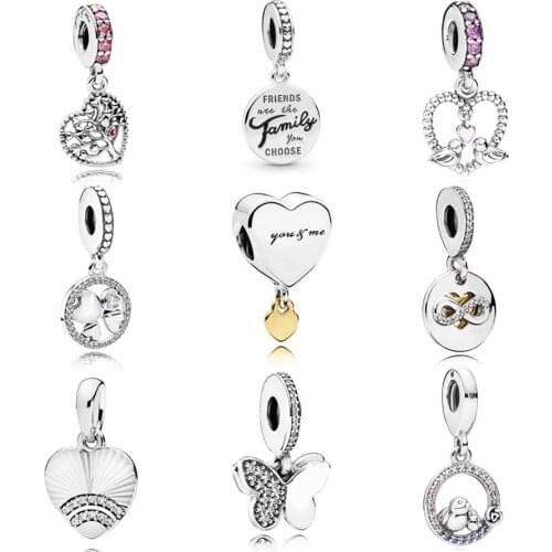 Original Mother and Baby Bird With Mix Crystal Tree of Love Pendant Bead Fit Europe Bracelet 925 Sterling Silver Charm Jewelry