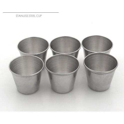6Pcs/set 45/70ML Portable Portable Stainless Steel Hip Flask Mini Wine Glass Small Wine Glass Barbecue Sauce Cup Barware