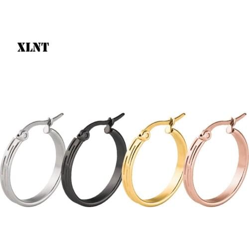 XLNT Simple Ear Stainless Steel Hoop Earrings For Women Mini Small Hoop Earrings Ear Buckle Round Circle Earrings Hoops