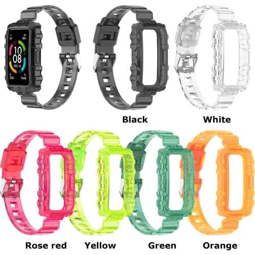Transparent Color strap Slim Armor of the Glacier-Style Band For Huawei band6/ Honor Band 6 Replacement