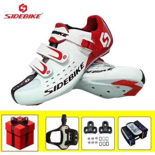 SIDEBIKE Unisex Road Bicycle Riding Sneakers Breathable Bicicleta Triatlon Self-locking Wear-resistant Cycling Shoes Add Pedals