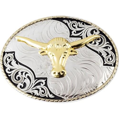 Super big golden bull head belt buckle 3.8cm leather belt buckles