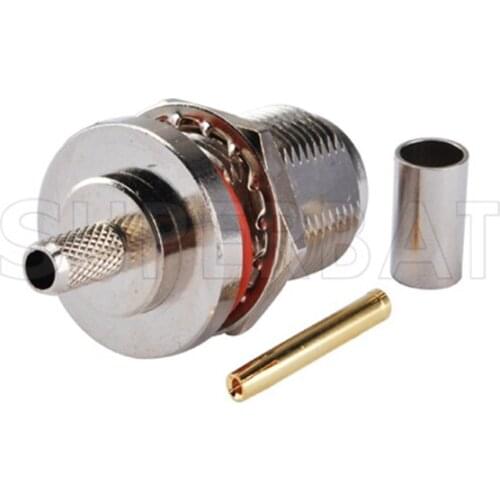 Superbat 10 pcs N Crimp Jack Bulkhead O-ring RF Coaxial Connector for RG58 RG142 RG400 KSR195 LMR195 Cable