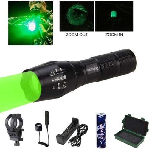 A100 Zoomable Hunting Flashlight Tactical 1000 Lumen Q5 Green/Red T6 White Led 350 yard Coyote Hog Predator Weapon Gun Torch