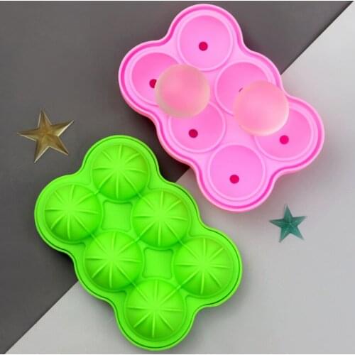 Creative 6 cavity ice hockey mold spherical ice mold ice cube mold whiskey vodka silicone mold