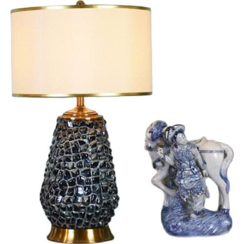 Modern American Art Style Black Ceramic Table Lamp For Bed Room Bedside Living Room Foyer Study Desk Reading Night Light LD154