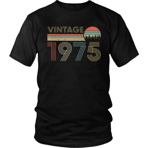 Vintage 1975 T Shirt for Men Short Sleeved 45 Years Old Tee 45th Birthday Gift T Shirt 100% Cotton T-shirt Gift Idea Anniversary