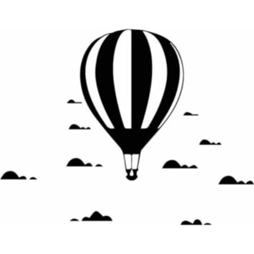 Hot Air Balloon Car Stickers Waterproof Black Silver AL512
