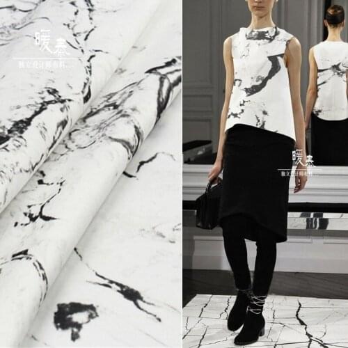 Printed Air Layer Fabric Granite Pattern Micro Elastic DIY Patches Coat Cheongsam Skirt Dress SILHOUETTE Clothes Designer Fabric