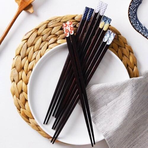 Japanese Natural Chestnut Wood Sushi Chopsticks Set Value Gift Sushi Chinese food Tie line