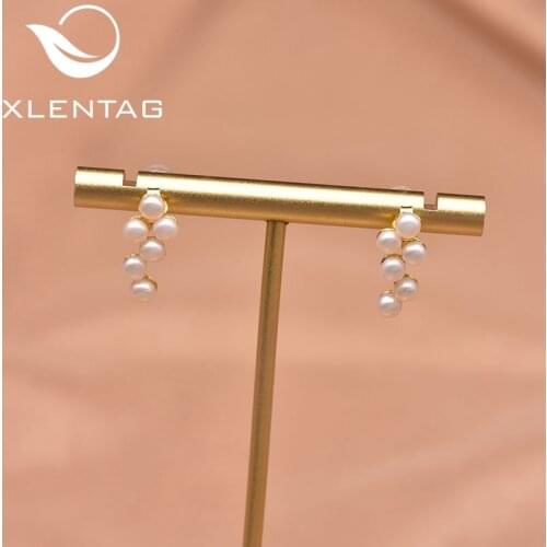 Xlent 925 Sterling Silver Handmade Natural White Freshwater Pearl Earring Female Couple Wedding Banquet Gift Fine Jewelry GE1034