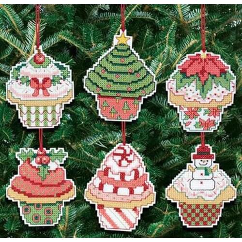 Gold Collection Counted Cross Stitch Kit Christmas Cake Ice Cream Strawberry Tree Gift 6 Sets Ornaments Ornament DIM 021-1390