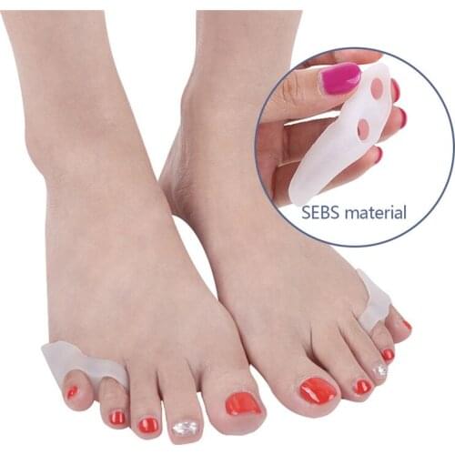 1 Pair Silicone Gel Foot Fingers Two Hole Toe Foot Hallux Bunion Adjuster Toes Correctors Foot Care Pedicure Device Bunion