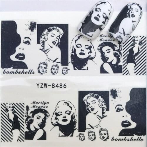 1 sheet DIY Nail Art Water Transfer Stickers Young Lady Monroe Paper slider adhesive Watermark Decals Women Beauty Wedding Nails