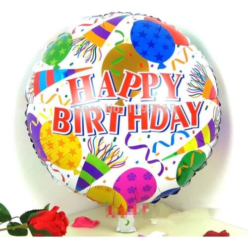 10pcs/lot 18 Inch Round Happy Birthday Helium Foil Balloons 1th Birthday Party Supplier Party Gift Happy Birthday Decoration