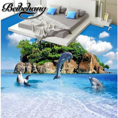 Beibehang Custom flooring painting 3d waterproof beach island shell decoration painting 3d painting Papel de parede flooring