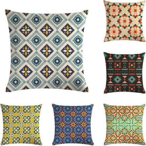 45*45cm Boho Art Colorful Flower Gorgeous Floral Doodle Botanical Geometry Mandala Decorative Pattern Cushion Cover Pillow H759