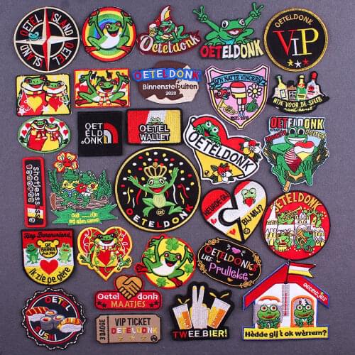 45 Style Oeteldonk Emblem Patches For Clothing Ironing Applications DIY Frog Carnival for Netherland Embroidery Iron On Patches