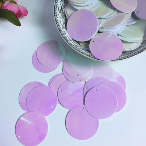 50g Large Round Sequins 30mm PVC Flat Paillettes Crafts Wedding Decoration 1 Side Hole White AB