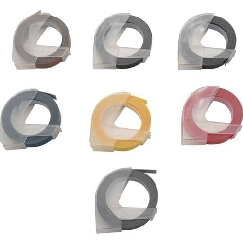 7Pcs Embossing Tape Self-Adhesive 3D Plastic 9mm x 3.0m Label Maker Tape Compatible with Dymo Junior Label Maker