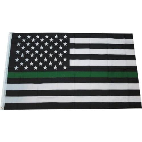Free shipping green Line usa Police Flags, 90*150cm Thin Blue Line USA Flag Black, White And Blue line Flag With Grommets